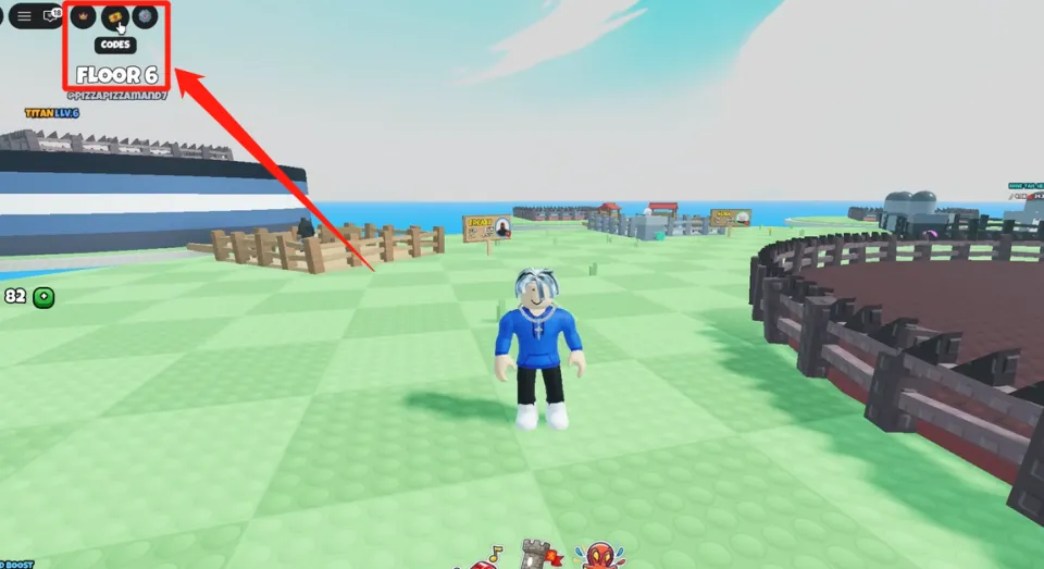 Click the ticket-shaped Codes icon in the top-left corner of the screen