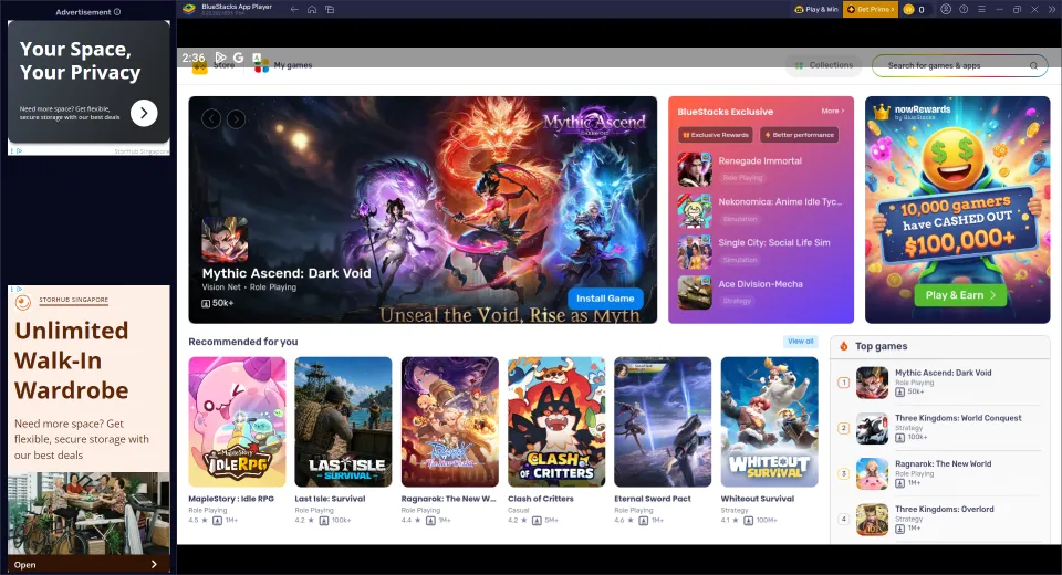 BlueStacks Game Store interface
