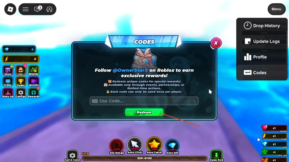 How to Redeem Codes in Anime Capture
