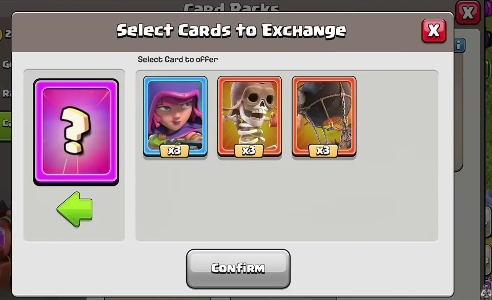 Select Cards to Exchange